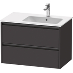 Duravit Ketho 2 wastafelonderbouwkast met 2 laden voor waskom rechts 81x48x54.9cm met grepen antraciet grafiet supermat SW771908