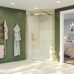 Crosswater Optix Douchecabine 90x90cm - kwartrond - deur links - messing geborsteld SW916816