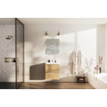 Nemo Start badkamermeubelset - 60x65x49.5cm - 2 lades - greeploos - 1 wasbak wit glans - 1 kraangat - met spiegel - MDF Riverside Oak SW911701