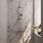 Brauer Brushed Carving Regendoucheset opbouw - hoofddouche 20cm - glijstang - handdouche rond 3 stand - carving knoppen - PVD - geborsteld RVS SW1164623