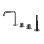 Hotbath Archie Badrandcombinatie éénhendel mengkraan met uitloop en 2-weg omstel BGP Geborsteld Gunmetal PVD SW798803