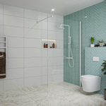 Fortifura Galeria inloopdouche - 120x200cm - helder glas - wandarm - mat wit SW917247