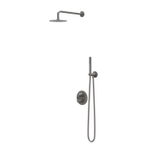 IVY Pact Regendoucheset - inbouw - 2-weg stop-omstel - 30cm plafondbuis - 25cm slim hoofddouche rond - houder met uitlaat - 150cm doucheslang - satin spray handdouche - Geborsteld metal black PVD SW1035169