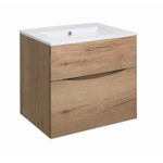 Crosswater Glide II Badmeubelset - 60x45x52cm - 2 lades - greeploos -Windsor Oak - wastafel - ice white SW890280