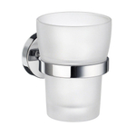 Smedbo Home Bekerhouder - 7.5x9.8x9.3cm - met glas - chroom/mat glas SW12147