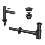 INK 1A Fonteinkraanset - staande Fonteinkraan - laag - always open - plug en designSifon - zwart mat SW450866