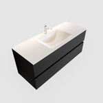 MONDIAZ VICA Badkamermeubelset - 120cm - 2 lades - wasbak Cloud midden - 1 kraangat - solid surface urban SW410251