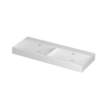 INK Unlimited wastafel - 120x45x11cm - 2 wasbakken - 2 kraangaten - porselein wit glans SB0202101