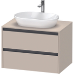 Duravit Ketho 2 wastafelonderbouwkast incl. consoleplaat met 2 laden 80x55x56.8cm met handgrepen antraciet taupe supermat SW772417