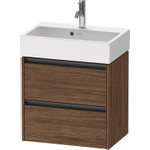 Duravit Ketho 2 Wastafelonderkast - 2 laden - 58.4x39x54.9cm - grepen antraciet - donker noten mat SW772734