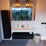 MONDIAZ ALAN - DLUX Badkamermeubelset - 120cm - onderkast - Urban - 2 lades - vrijhangende wastafel - 2 wasbakken - 2 kraangaten - Frappe SW805326