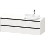 Duravit Ketho 2 wastafelonderbouwkast incl. consoleplaat met 4 laden voor waskom rechts 160x55x56.8cm met handgrepen antraciet wit mat SW772310