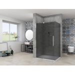 Van Rijn Products ST08 Vaste wand 885-905 x 2000mm 8 mm Grijs rookglas incl. Glasbehandeling Chroom muurprofiel SW956384