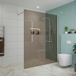 Fortifura Galeria inloopdouche - 160x200cm - rookglas - wandarm - mat wit SW876894