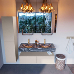 MONDIAZ ALAN - DLUX Badkamermeubelset - 120cm - onderkast - Linen - 2 lades - vrijhangende wastafel - 2 wasbakken - 2 kraangaten - Lava SW808214