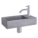 Differnz Force fonteinset - 40x22x8cm - Rechthoek - 1 kraangat - Gebogen chromen kraan - Beton Grijs SW373248