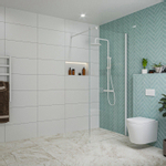 Fortifura Galeria inloopdouche - 90x200cm - helder glas - wandarm - mat wit SW917245