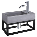 Differnz Force fonteinset - 40x22x8cm - Rechthoek - 1 kraangat - Gebogen chromen kraan - met zwart frame - Beton Grijs SW373135