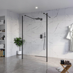 Fortifura Galeria Vrijstaande Inloopdouche - 120x200cm - Helder - antikalk - 8mm veiligheidsglas - 2 zijwanden 30cm - wandsteunen en hoekprofielen - Zwart mat SW992934