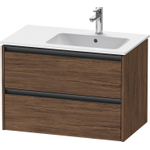 Duravit Ketho 2 wastafelonderbouwkast met 2 laden voor waskom rechts 81x48x54.9cm met grepen antraciet donker noten mat SW772233