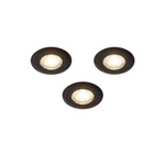 QAZQA Ulo Inbouwspot - set van 3 - 8.2x8.2cm - incl. LED - 3 staps dimbaar - IP44 - rond - mat zwart SW1210175