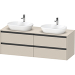 Duravit Ketho 2 wastafelonderbouwkast incl. consoleplaat met 4 laden voor dubbele waskommen 160x55x56.8cm met handgrepen antraciet taupe supermat SW772064
