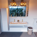 MONDIAZ ALAN - DLUX Badkamermeubelset - 120cm - onderkast - Talc - 1 lade - vrijhangende wastafel - 2 wasbakken - 2 kraangaten - Frappe SW805174