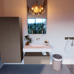 MONDIAZ ALAN - DLUX Badkamermeubelset - 90cm - onderkast - Smoke - 1 lade - vrijhangende wastafel - wasbak midden - 0 kraangaten - Ostra SW807362