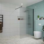 Fortifura Galeria inloopdouche - 120x200cm - ribbelglas - wandarm - mat zwart SW876967