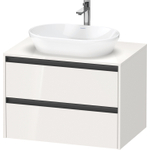 Duravit Ketho 2 wastafelonderbouwkast incl. consoleplaat met 2 laden 80x55x56.8cm met handgrepen antraciet hoogglans wit SW772023