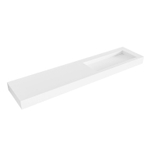 Mondiaz AVON Vrijhangende wastafel - 200cm - wasbak rechts - rand 12cm - Solid surface Talc SW436604