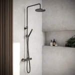 Hotbath Cobber thermostatische regendoucheset met 20cm ronde hoofddouche staafhanddouche ijzer verouderd SW74481