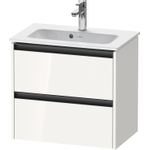Duravit Ketho 2 wastafelonderbouwkast met 2 laden 61x39x54.9cm met grepen antraciet hoogglans wit SW772930