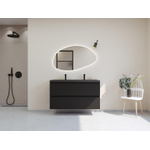 HR badmeubelen Infinity XXL 3D Badkamermeubelset - 120 cm - 1 keramische wasbak djazz mat zwart - 2 kraangaten - 2 lades - mat zwart SW863500