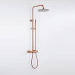 Fortifura Calvi Regendoucheset - thermostatisch - 30cm hoofddouche - metalen slang - staaf handdouche - Geborsteld koper PVD (Koper) SW1204441