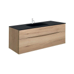 Crosswater Glide II Badmeubelset - 100x45x52cm - 2 lades - greeploos - wastafel midnight black - kraangat - windsor oak SW876711