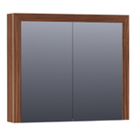 Saniclass Walnut Wood spiegelkast 80x70x15cm met 2 links- en rechtsdraaiende spiegeldeuren Hout Natural walnut SW392950