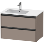 Duravit Ketho 2 wastafelonderbouwkast met 2 laden voor waskom links 81x48x54.9cm met grepen antraciet basalt mat SW772708