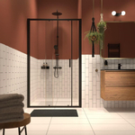 Sealskin Inc. Tweedelige schuifdeur in nis 140x200cm 8mm helder veiligheidsglas met antikalklaag zwart mat SW795484