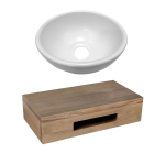 Adema Fonteinset met Waskom 20x20x9cm mat wit fonteinplank 40x25x10cm rechthoek met handdoekhouder bruin eiken SW656686