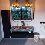 MONDIAZ ALAN - DLUX Badkamermeubelset - 130cm - onderkast - Urban - 1 lade - vrijhangende wastafel - 2 wasbakken - 2 kraangaten - Lava SW808074