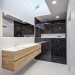 MONDIAZ VICA Badkamermeubelset - 200cm - 4 lades - wasbak Cloud links - 1 kraangat - solid surface washed oak SW410377