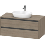 Duravit Ketho 2 wastafelonderbouwkast incl. consoleplaat met 2 laden 120x55x56.8cm met handgrepen antraciet eiken terra mat SW771948