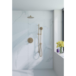Fortifura Calvi Inbouw Regendoucheset - rond - thermostatisch - wandarm - glijstang - 25cm hoofddouche - ronde handdouche - Geborsteld Messing PVD (Goud) SW1189352