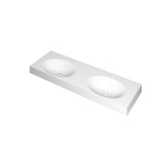 INK Smooth wastafel - 140x45x9cm - 2 wasbakken - 2 kraangaten - polystone wit mat SW798336