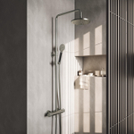 Hotbath Cobber X SDS9 thermostatische regendoucheset met 20cm ronde hoofddouche ronde handdouche nikkel geborsteld SW440527