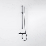 Fortifura Calvi douchekraan met glijstangset met staafhanddouche, metalen doucheslang mat zwart SW811924