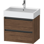 Duravit Ketho 2 wastafelonderbouwkast met 2 laden 68.4x46x54.9cm met grepen antraciet donker noten mat SW772234