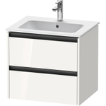 Duravit Ketho 2 wastafelonderbouwkast met 2 laden 61x48x55cm met grepen antraciet hoogglans wit SW772083