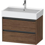 Duravit Ketho 2 wastafelonderbouwkast met 2 laden 78.4x46x54.9cm met grepen antraciet donker noten mat SW772716